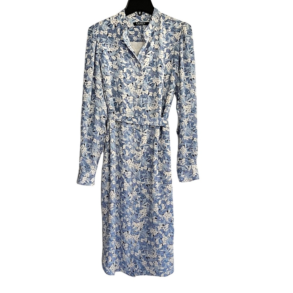 Lauren Ralph Lauren Shirtdress Floral Long Sleeve Midi Long Sleeve Casual EUC 8